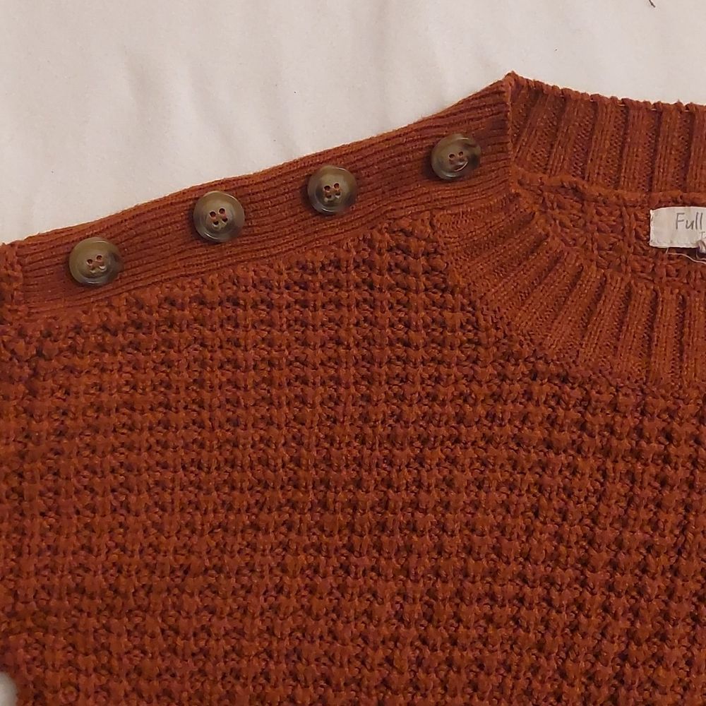 Brown Button Detail Girls Sweater - Picture 2 of 2